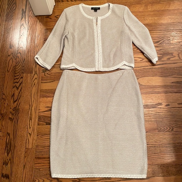 St. John Dresses & Skirts - St. John Taupe and White Skirt Set